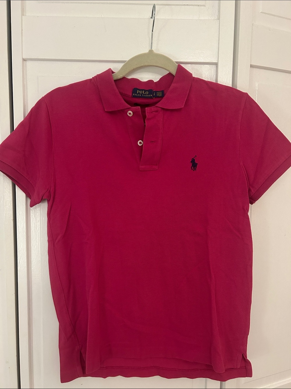 Ralph Lauren Men’s Hot Pink Short-Sleeve Polo with Navy Logo